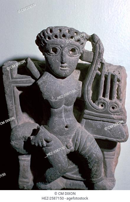 Statuette of Orpheus with a lyre from Ahnassia in Egypt. It was probably made for the Greek pagan community in Egypt, but has characteristics of coptic art
