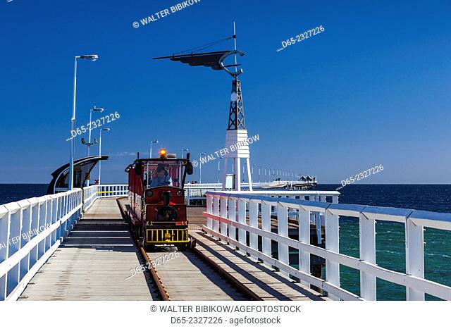 Australia, Western Australia, The Southwest, Busselton, Busselton Jetty, longest in Southern Hemisphere, at 1841 meters in length, jetty train