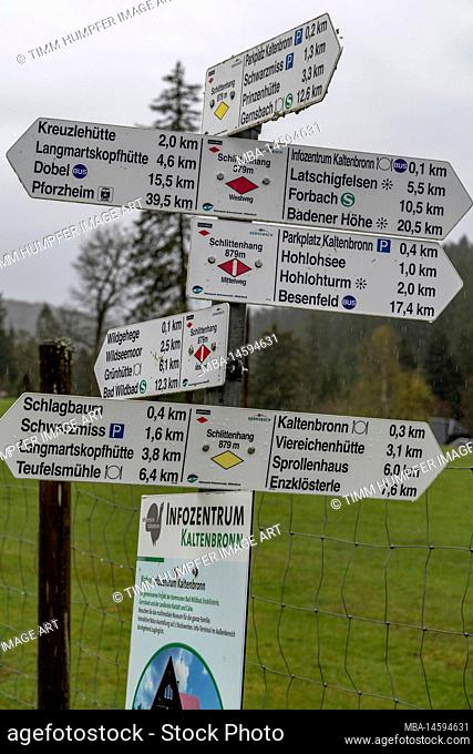 Europe, Germany, Southern Germany, Baden-Wuerttemberg, Black Forest, sign forest just before Kaltenbronn in the Northern Black Forest
