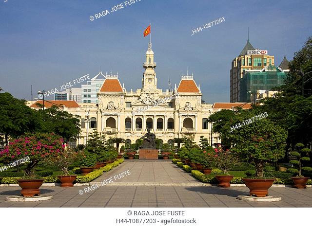 Saigon, Ho Chi Minh town, city, Vietnam, place, space, city hall, Ho Chi Minh, monument, communism, Asia, traveling, place of interest, landmark