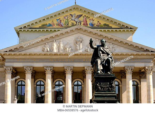 Monument Maximilian II Joseph, opera, national theatre, Bavarian state opera, Max Joseph square, town centre, Munich, Upper Bavaria, Bavaria, Germany