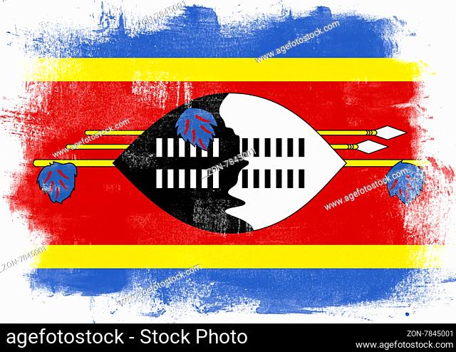 Flag of Swaziland painted with brush on solid background