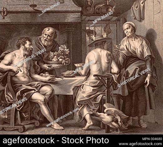 Author: Nicolaes Lauwers. Jupiter and Mercury with Baucis and Philemon - c. 1650 - Nicolaes Lauwers (Flemish, 1600-1652) after Jacob Jordaens (Flemish