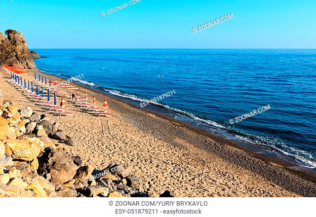 Beautiful Tyrrhenian sea coastline and beach landscape. Cilento and Vallo di Diano National Park, Salerno, Italy