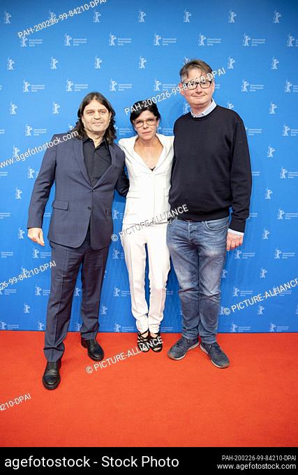 26 February 2020, Berlin: 70th Berlinale, Red Carpet, Berlinale Special, ""Speer Goes To Hollywood"": Tomer Eliav (l-r), sound designer and producer