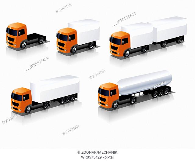 cargo truck icons set
