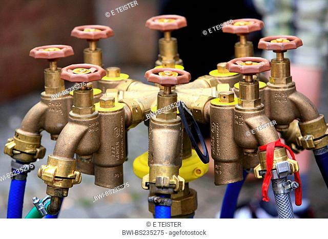 water-connection with 8 water hose taps