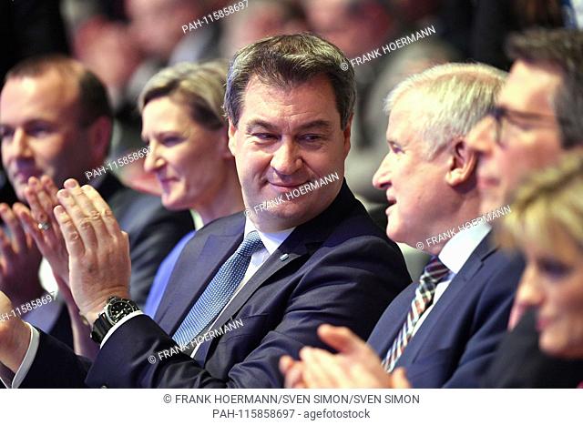 Markus SOEDER (State Premier of Bavaria and CSU Chairman) looks back on his predecessor Horst SEEHOFER. CSU Party Congress 2019 / Election of the party leader
