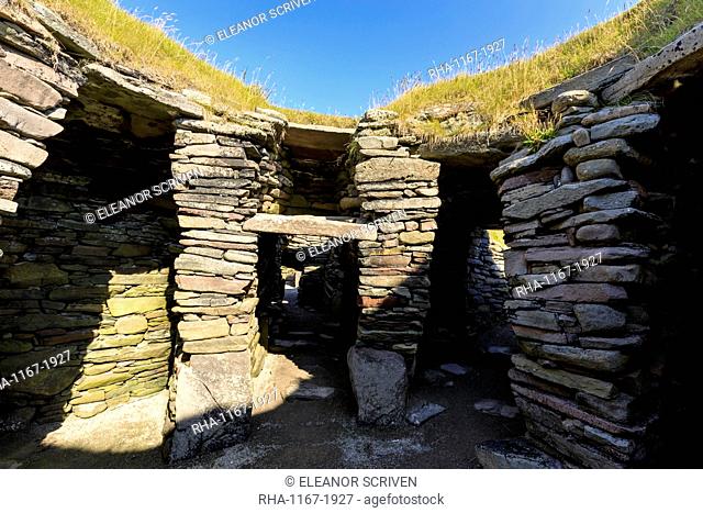 Jarlshof Prehistoric and Norse Settlement, 4000 years old, Sumburgh Head, Mainland, Shetland Islands, Scotland, United Kingdom, Europe