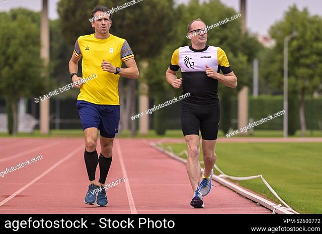 BOIC - COIB CEO Cedric Van Branteghem and Flemish Minister of Education and Animal Welfare and Sports Ben Weyts pictured in action during a training camp...