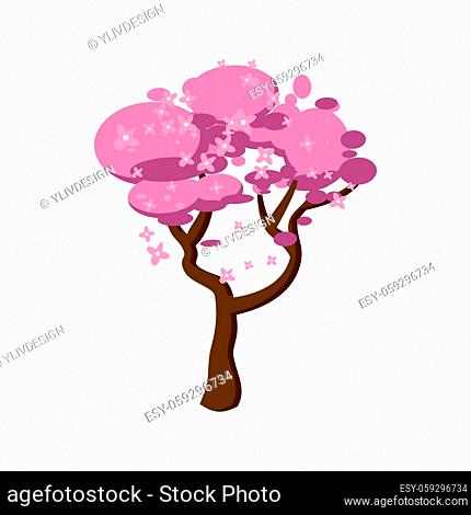Sakura icon in cartoon style isolated on white background. Nature and flora symbol