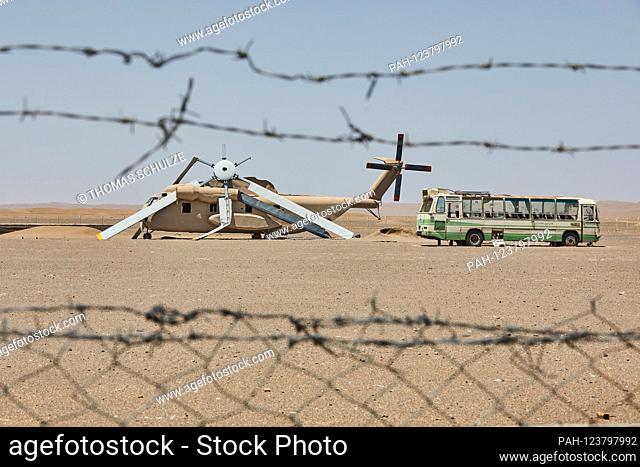 Remains of American war equipment from the failed hostage release ""Operation Eagle Claw"" 1980 in the salt desert Dascht-e Kavir on the road from Ashkezar to...