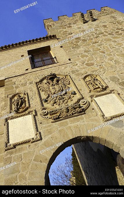 Detail facade, St. Martin's Bridge, City Walls, Toledo, World Heritage Site by UNESCO, Castilla La Mancha, Spain, Europe
