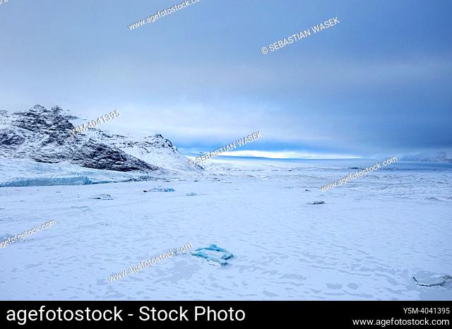 Fjallsarlon Glacier seen from above, Eastern Region, Iceland, Europe