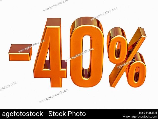 Gold Sale -40%, Gold Percent Off Discount Sign, Sale Banner Template, Special Offer -40% Off Discount Tag, Minus Forty Percent Sticker, Gold Sale Symbol