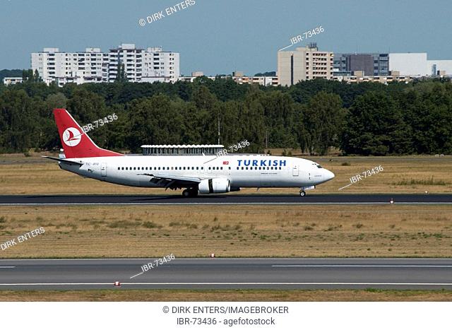Turkish Airways airplane at Tegel airport, Berlin, Germany, Europe