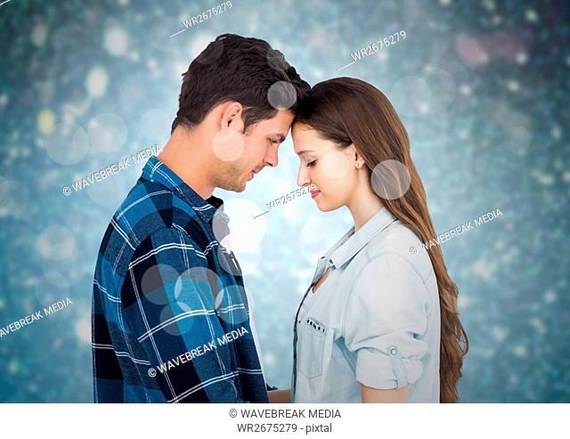 Composite image of romantic couple embracing each other