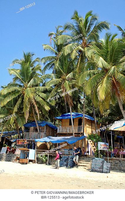 India, Goa, bamboo huts on Palolem Beach