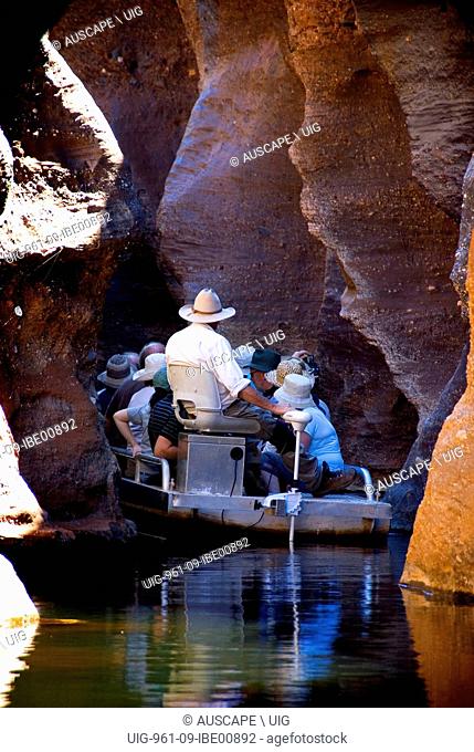 Cobbold Gorge, extremely narrow, in places merely two meters wide, with spectacular 30-metre cliffs, A series of waterholes and rock falls extends for about 6...