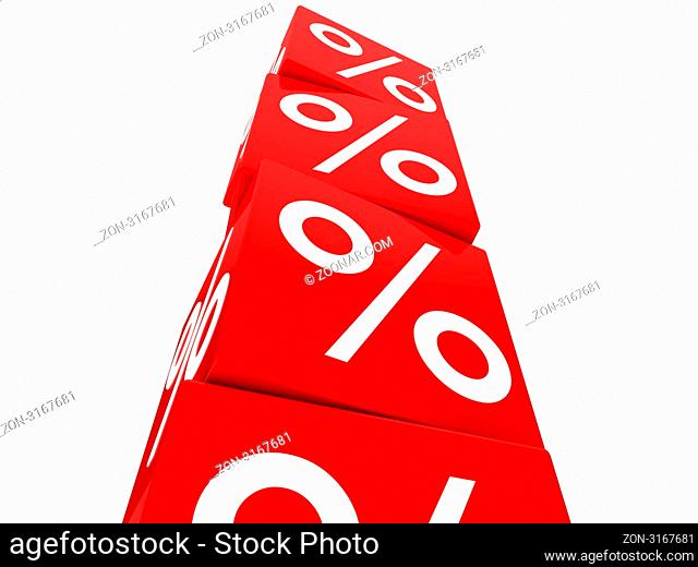 many red sale percent cubes high tower