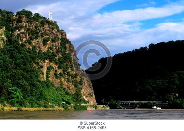 Germany, Rhine River, View Of The 'Loreley Lorelei' Rock