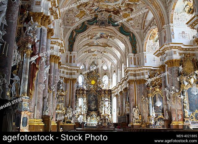 Church of the Assumption of the Virgin Mary, inside, Baroque monastery building, impressive religious art, War of the Spanish Succession
