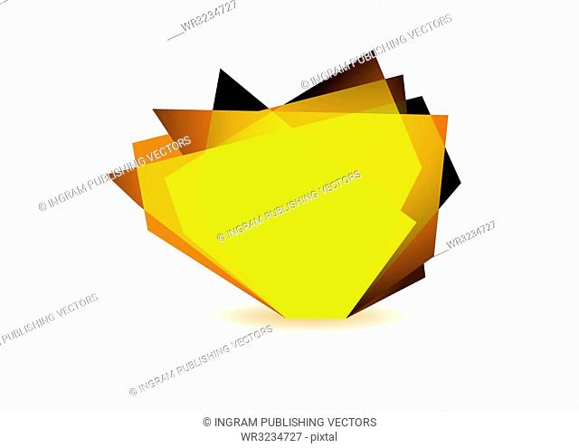 Orange glass shard with white background and copy space