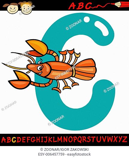letter c for crayfish cartoon illustration