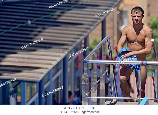 Bronze medalist Sascha Klein of Germany seen during the men's 10m Platform diving final of the 15th FINA Swimming World Championships at Montjuic Municipal Pool...