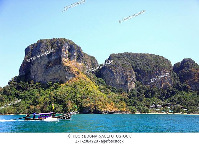 Thailand, Krabi, Ao Nang, Phai Plong Beach, Centara Resort, long tail boat