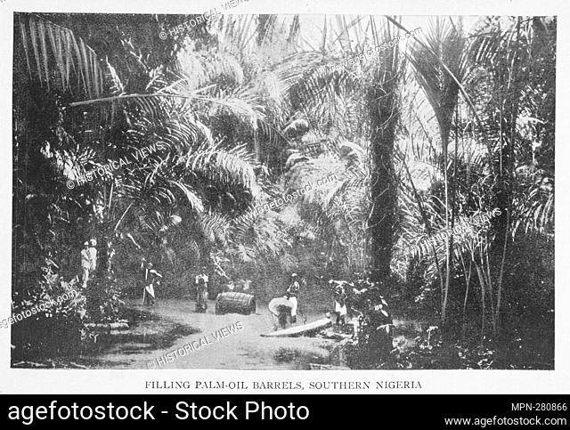 Filling palm - oil barrels, Southern Nigeria. Morel, E. D. (Edmund Dene) (1873-1924) (Author). Affairs of West Africa, by Edmund D