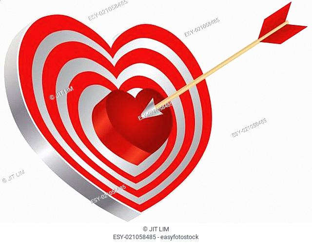 Arrow on Heart Shape Bullseye Illustration