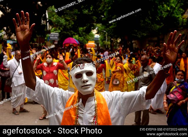 July 01, 2022, Kolkata, India: Hindu devotees of the International Society for Krishna Consciousness (ISKCON) gathered to celebrate Rath Yatra