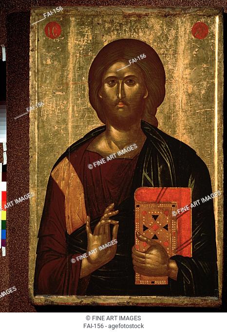 Christ Pantocrator. Byzantine icon . Egg tempera on wood. Icon Painting. Mid of the 15th cen. . State A. Pushkin Museum of Fine Arts, Moscow