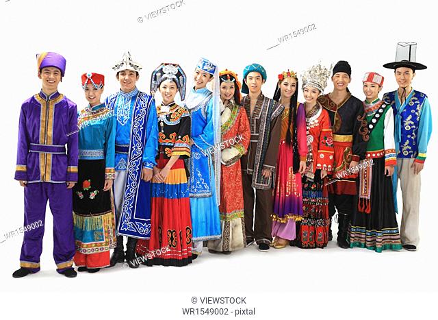 Chinese people wearing traditional costumes
