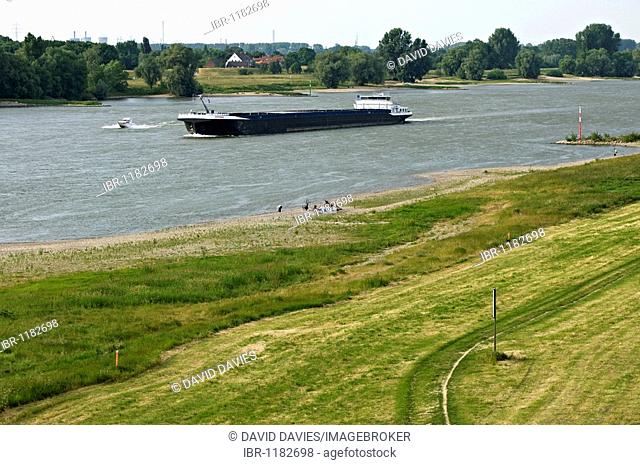 The banks of the River Rhine, North of Duesseldorf, North Rhine-Westphalia, Germany, Europe