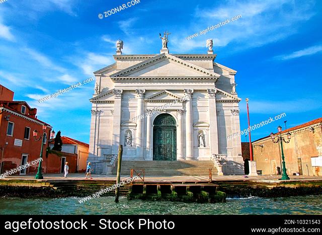 Basilica del Santissimo Redentore on Giudecca island in Venice, Italy. It was built as a votive church to thank God for the deliverance of the city from a major...