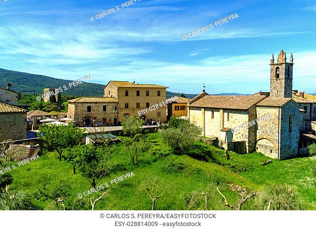 The medieval walls of Monteriggioni, Tuscany, Italy