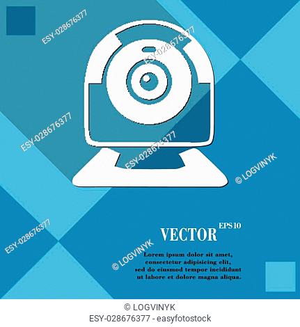 Webcam icon symbol Flat modern web design with long shadow and space for your text. Vector illustration