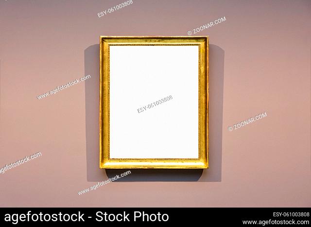Art Museum Frame Dark Grey Wall Ornate Minimal Design White Isolated Clipping Path Template