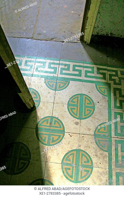 Ceramic tiles, Casa Dalmases, Cervera, Lleida province, Catalonia, Spain