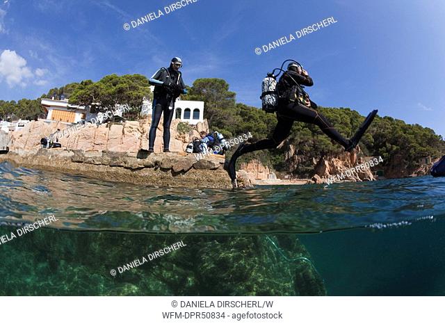 Scuba Diving in Tamariu, Costa Brava, Mediterranean Sea, Spain