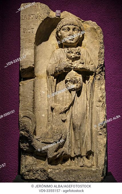 Funerary stele of a girl, roman rests room gallo Roman era, Musée d'Aquitaine, Aquitaine museum. Bordeaux, Gironde. Aquitaine region. France Europe
