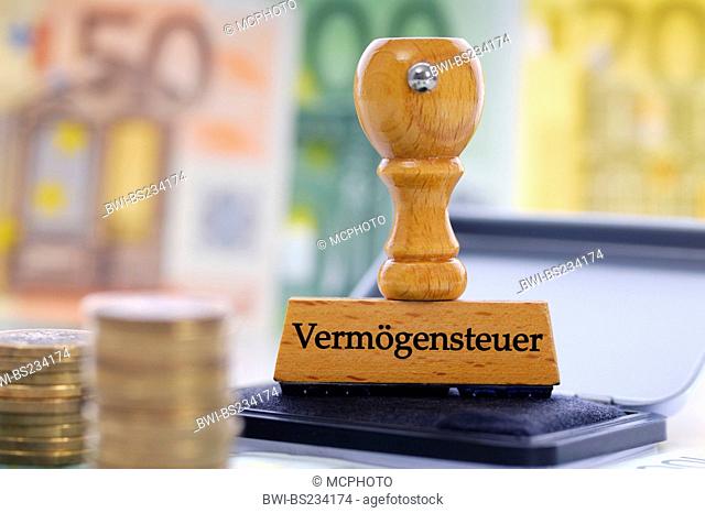 stamp with title Vermoegenssteuer, property tax