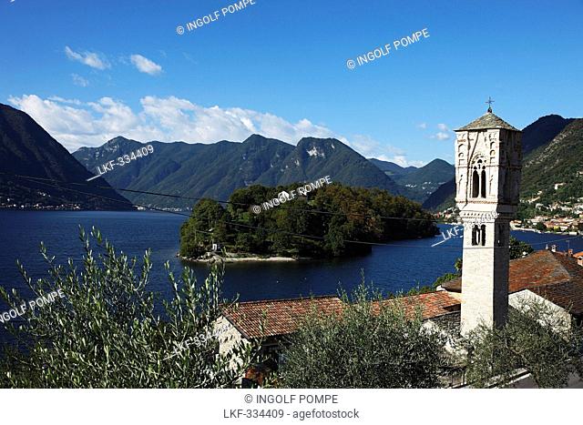 bell tower of the Church of Santa Maria Maddalena, Ossuccio, Lago di Como, Lombardei, Italien