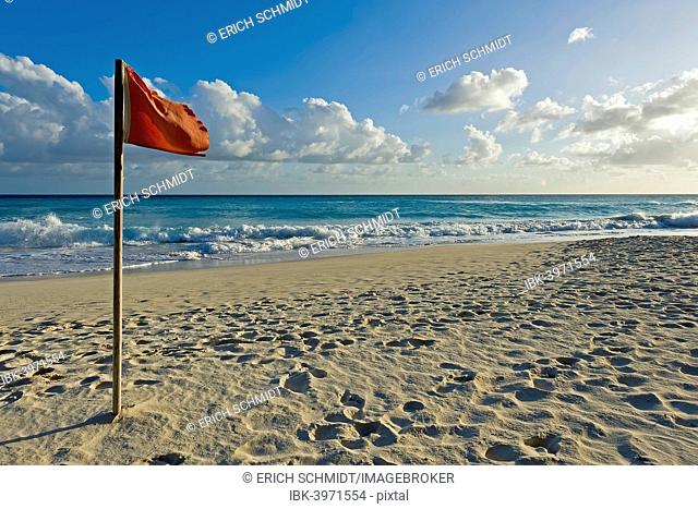 Red flag, storm warning at the beach, Saint Lawrence Gap, Barbados