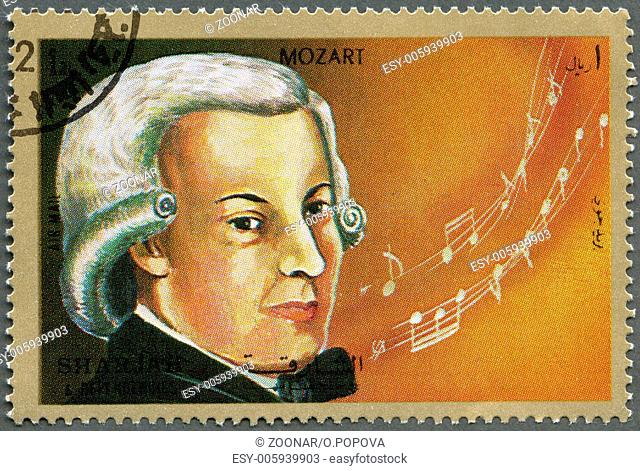 SHARJAH DEPENDENCIES - 1972 : shows Wolfgang Amadeus Mozart (1756-1791)