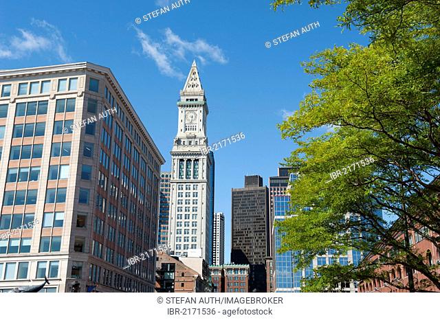 High-rise tower, Custom House Tower, Marriott's Custom House Hotel, Financial District, view from Quincy Market, Boston, Massachusetts, New England, USA