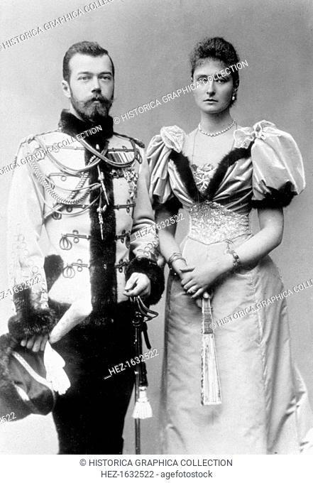 Tsar Nicholas II of Russia and Princess Alix of Hesse, c1894. Nicholas II (1868-1918) became Tsar after his father Alexander III died on 1st November 1894