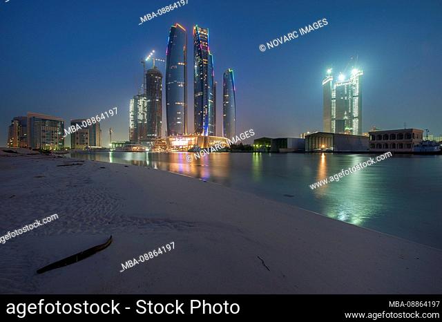Etihad Towers at Abu Dhabi at sunrise, UAE
